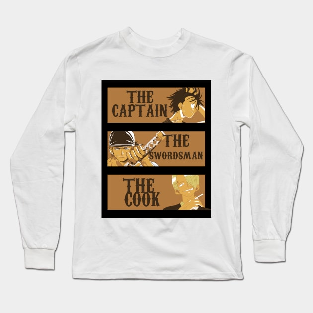 the captain, the swordsman, the cook Long Sleeve T-Shirt by raffavain